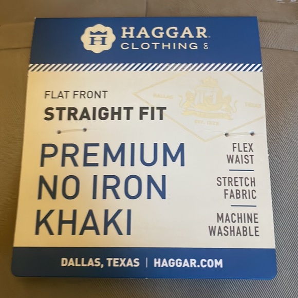 NWT Haggar Clothing Co. Flat Front. Straight Fit. No Iron. Khaki Pants. - Picture 3 of 5